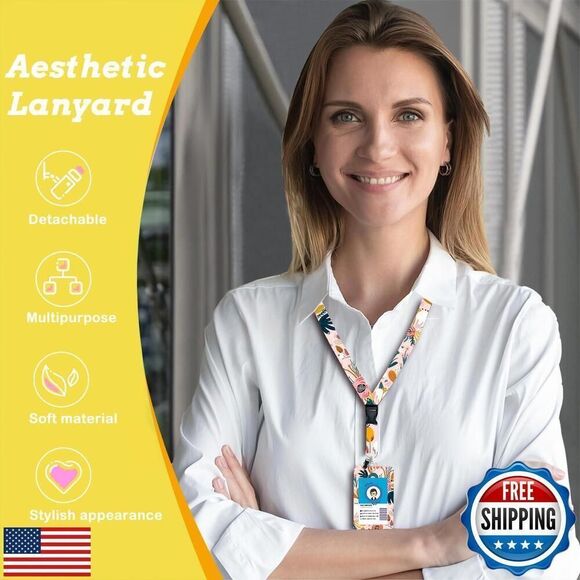 ID Badge Holder with Lanyard, Retractable Badge Reel - Picture 4 of 5